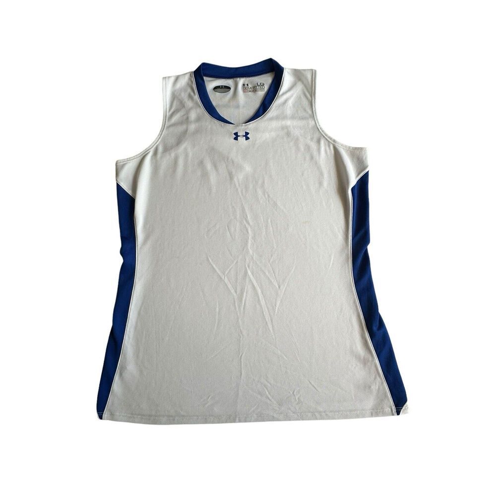 Under Armour HeatGear Fitted Tank Top White Blue Women Large